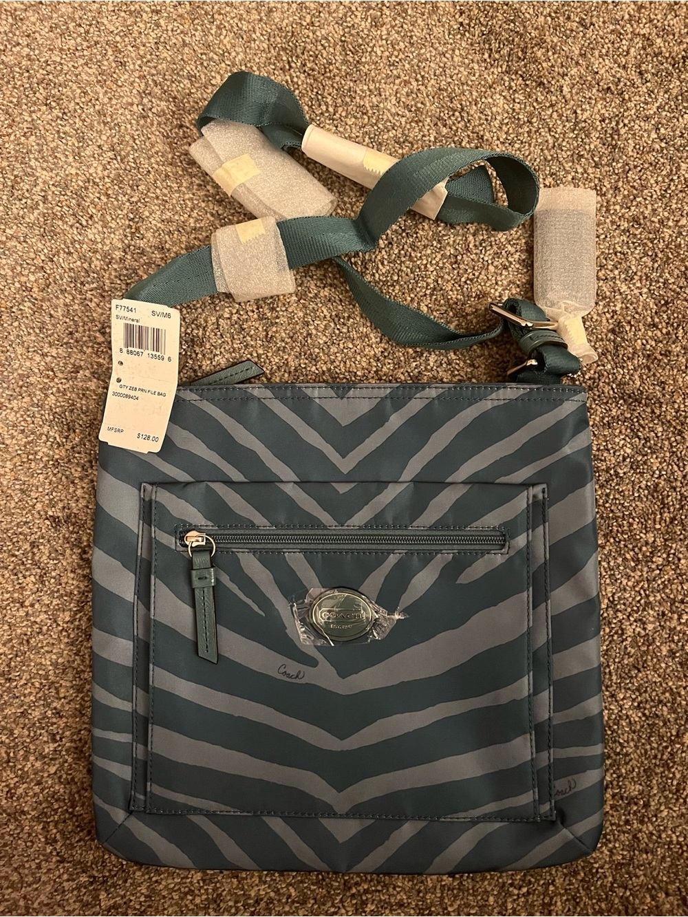 Coach Women’s Zebra-Stripe Messenger Crossbody Bag